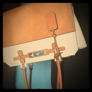 Brown and beige/white guess purse